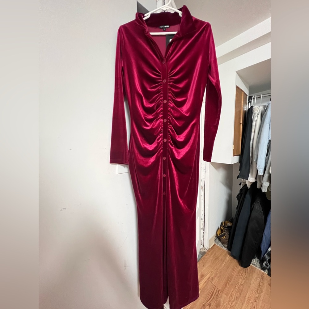 Burgundy Velvet Maxi Dress